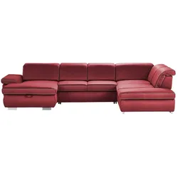 Lounge Collection Wohnlandschaft  mit verschiedenen Funktionen Amanda , rot , Maße (cm): B: 379 H: 85 T: 260.0