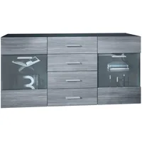 Vladon Sideboard, Anthrazit, 139x72x35 cm, Wohnzimmer, Kommoden & Sideboards,