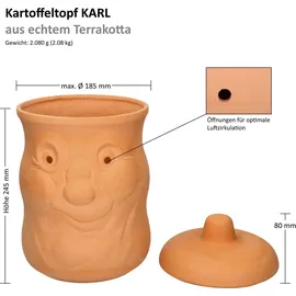 Mambocat Kartoffeltopf Karl Terrakotta Vorratsdose mit Deckel, Aufbewahrung von ca. 1,5kg Kartoffeln - Orange