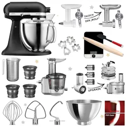 KitchenAid Küchenmaschine Artisan 5KSM185 Mega-Winter-Set Gusseisen Schwarz