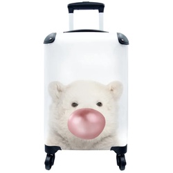 MuchoWow Handgepäckkoffer Eisbärenbaby – Tiere – Kaugummi Bubble Blow – Für Kinder – Mädchen -, 4 Rollen, Reisetasche mit rollen, Handgepäck für Ferien, Trolley, Reisekoffer bunt