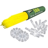 KNIXS 100x Arm-Knicklichter in Gelb leuchtend inkl. 100 x 3D-Verbinder und je 2 x Ballverbinder und 7-Lochverbinder für Party, Festival, Geburtstag oder als Dekoration, geprüfte Markenqualität
