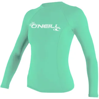 O'Neill Wetsuits Basic Skins Long Sleeve Rash Guard Shirt, Light Aqua, XL