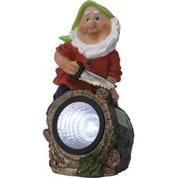 LED-Solar-Figur "Gnomy", Zwerg beim Sägen