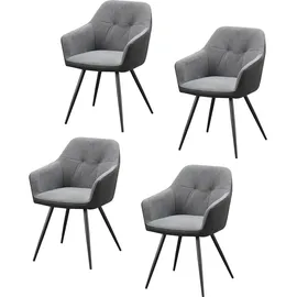 Hti-Living HTI-Living, Stühle, Esszimmerstuhl 4er Set Anthrazit/Grau Joschka
