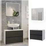 Vicco Badmöbel-Set Maltin Weiß Anthrazit modern Waschtischunterschrank Spiegelschrank