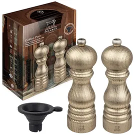 Peugeot Geschenkset GOLDEN PARIS Pfeffermühle Salzmühle 18cm Buchenholz Gold
