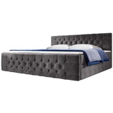 Luxusbetten24 Boxspringbett Velutto mit Stauraum H3 (70-100kg) - Grau