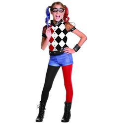 Rubie ́s Kostüm Superhero Harley Quinn, Original Superheldin Kostüm aus ‚DC Superhero Girls‘ bunt 140