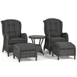 osoltus Sandy Stone Set Alu Korbsessel Ohrensessel Anthrazit verstellbar 5 tlg.
