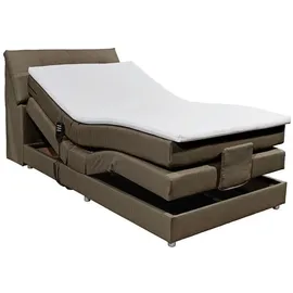 Lomadox Boxspringbett 120x200 cm Hotelbett Einzelbett Jugendbett, elektrisch verstellbar Concord3m-09 in Artemis 1 Ivory creme