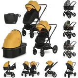 Lorelli Kombikinderwagen Boston 2 in 1 Sportsitz Babywanne Mückennetz bis 22 kg gelb