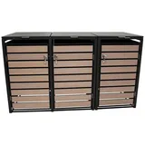 TPFGarden Mülltonnenbox LIVERPOOL (Mülltonnenverkleidung - Mülltonnenbox für 3 - in Holzoptik, Praktische Box für 240 L Tonnen - Stahl pulverbeschichtet - anthrazit), Premium Mülltonnenhaus - Maße (BxHxT): 198 x 116 x 80 cm grau 198.0 cm x 116.0 cm x 80.0 cm
