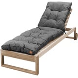 Stepp Auflage Gartenliege - Sonnenliege Auflage für Deckchair Holz aus Wasserdichter Stoff mit Oeko-TEX-Zertifikat und Riemen befestigt - Genäht in Europa - Von Bielik (Dunkelgrau)