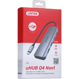 UNITEK H1107Q Schwarzer USB-Hub - Grau