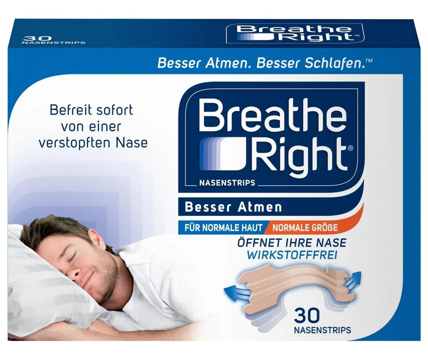 Besser Atmen Nasenstrips normal beige 30 Stück Pflaster