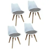 HTI-Living Esszimmerstuhl 4er Set Design-Stühle mit Sitzpolster (Set, 4 St), Esszimmerstuhl Kunststoffschale Samtbezug Holzfüße grau|weiß