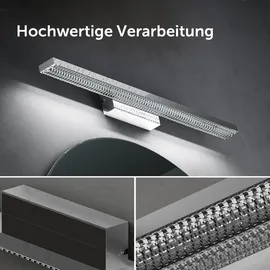 doporro LED Badlampe Spiegellampe 6000K Badezimmer Lampe LED Wandleuchte Chrom 9W Leuchtschein