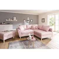 Home Affaire Ecksofa »Rice L-Form«, (Set, mit Hocker), mit Bonnellfederkern, Hocker & Kissen, Ottomane beidseitig montierbar, rosa