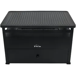 PURLINE Ethanol-Grill 1.5L aus rotem Stahl und rechteckiger Eisenplatte