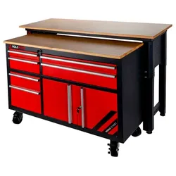 HOLZMANN-MASCHINEN Werkbank »WEWA1216SET«, inkl. Werkstattwagen, 6 Schubladen - schwarz | rot