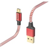 Hama Reflective USB Kabel 1,5 m USB 2.0 USB A Micro-USB B rot