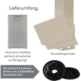 Wiggo A642 Dunstabzugshaube 60cm kopffrei I Abluft Umluft Dunstabzug 626m3/h - Touch-Display 4 Stufen I Energieeffizienzklasse A Schräghaube inkl...