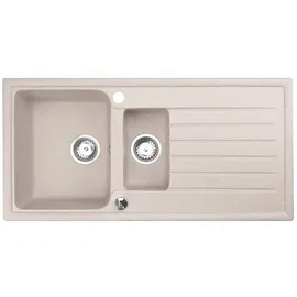 faizee home Granitspüle Spülbecken Küchenspüle Einbauspüle 100x50 cm 2 Becken mit Abtropffläche inklusive Zubehör-Set Beige - Beige