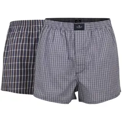 TOM TAILOR Herren Boxershorts, 2er Pack - Web-Shorts, Baumwolle, Poplin, kariert Dunkelblau M
