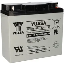 YUASA Blei-Akku REC22-12B Pb 12V 22Ah Zyklenfest, M5 Flachpol