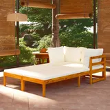 KKHOMEI Sonnenbett Holzliegen Doppel Sonnenliege Holz Gartenliege Doppelliege Outdoor 2 Personen Bettsofa Loungebett Gartenbett Holz Liege Outdoor Cremeweiß OHN Tisch