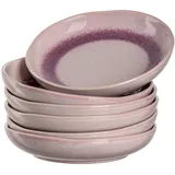 LEONARDO Matera Keramik-Teller, 6-er Set, spülmaschinengeeignete Speise-Teller mit Glasur, 6 runde Steingut-Teller, Ø 20,7 cm rosa, 018573