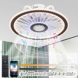 TRUYOK LED Deckenventilator mit Lampe Moderne Invisible Deckenventilator mit Beleuchtung & Bluetooth Lautsprecher Dimmbar Ventilator Deckenlampe mit Fernbedienung Leise Schlafzimmer Lüfterleuchte