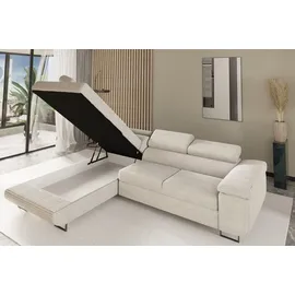 kaiser möbel Ecksofa mit schlaffunktion und bettkasten Eckcouch L-Form ATOMIC stoff Poso Rechts Beige - Beige