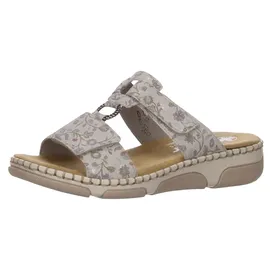 Rieker Damen Pantolette mit T-Riemen und Blumenmuster Weite H 66292, Größe:41 EU, Farbe:Mehrfarbig - Grau - 41