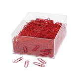WEDO 901244602 Büroklammer (aus Metall 27 mm, kunststoffummantelt in Klarsichtdose) 1000 Stück, rot