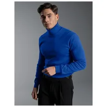 TRIGEMA Rollkragenshirt "TRIGEMA Langarm Ski- und Sport-Rollkragenpullover", Herren, Gr. XS, blau (royal), Feinripp, 100% Baumwolle (Bio-Baumwolle kbA), Basic, normal, ohne Ausschnitt, Shirts