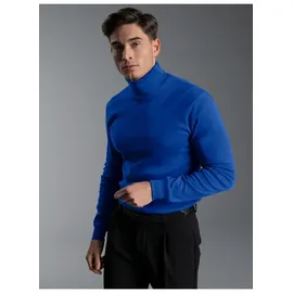 TRIGEMA Rollkragenshirt "TRIGEMA Langarm Ski- und Sport-Rollkragenpullover", Herren, Gr. XS, blau (royal), Feinripp, 100% Baumwolle (Bio-Baumwolle kbA), Basic, normal, ohne Ausschnitt, Shirts