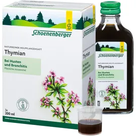 Schoenenberger - Thymian naturreiner Heilpflanzensaft - 3x 200 ml (600 ml) Glasflaschen - wirksame Hilfe bei Husten und Bronchitis - pflanzliches Arzneimittel