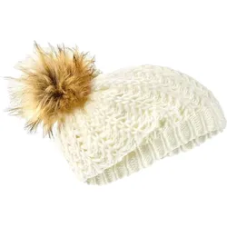 Strickmütze mit Fellbommel | Damen | Weiß weiß ONE SIZE