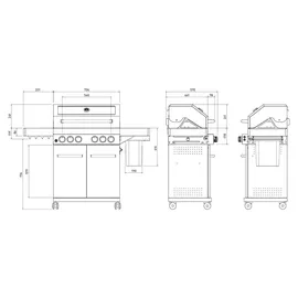FEUERGOTT Gas-Grillstation Hektor 4B-S inkl. Abdeckhaube