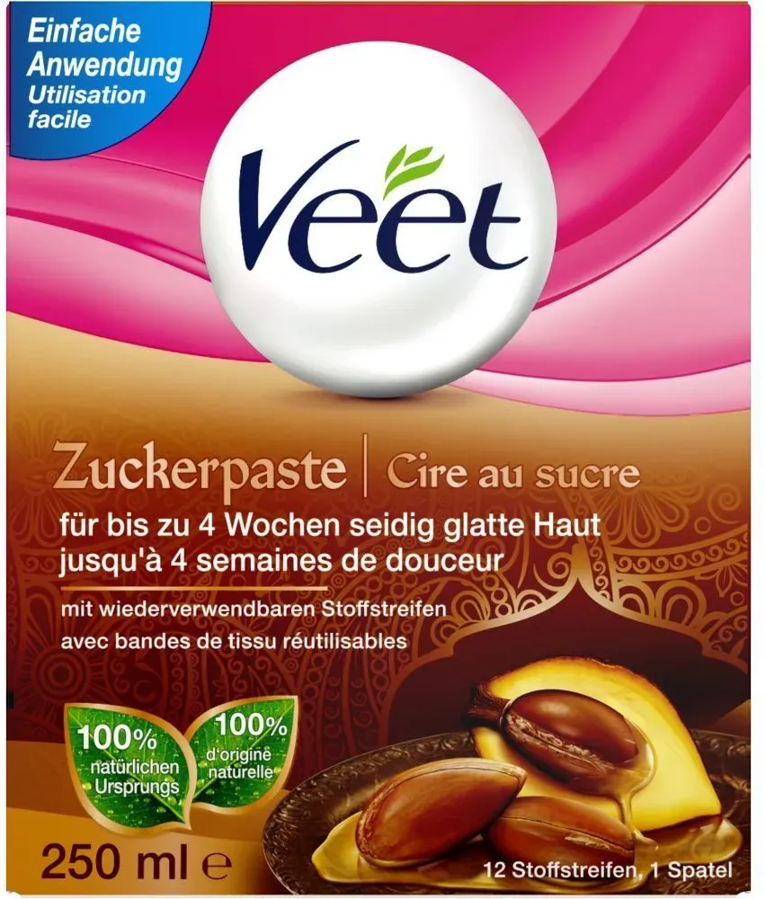 Veet Zuckerpaste mit Arganöl, geeignet zur Haarentfernung am Körper & den Beinen