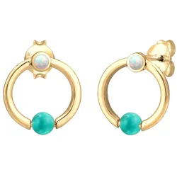 Elli Kreis Howlith Stein Synthetischer Opal 925 Silber Ohrringe   Damen 