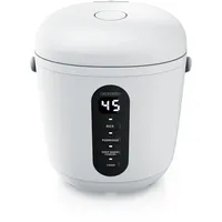 Arendo Reiskocher digital 0,8L mit Messbecher & Reislöffel, 2 Kochprogramme, Warmhaltefunktion, Timer, 300W, Weiß