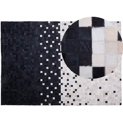 Teppich Leder schwarz-beige 160 x 230 cm Patchwork ERFELEK