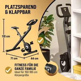 Sportana SPORTANA® Heimtrainer Fahrrad EAGLE 2 Klappbar LCD Display Höhenverstellbar Fitnessbänder 2in1 Ausdauer Ergometer – – – inkl. –... - Grau