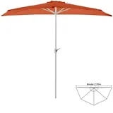 Balkon Sonnenschirm halbrund terracotta 2,7m Polyester 160g/m2 Höhe 2,35m Kurbel