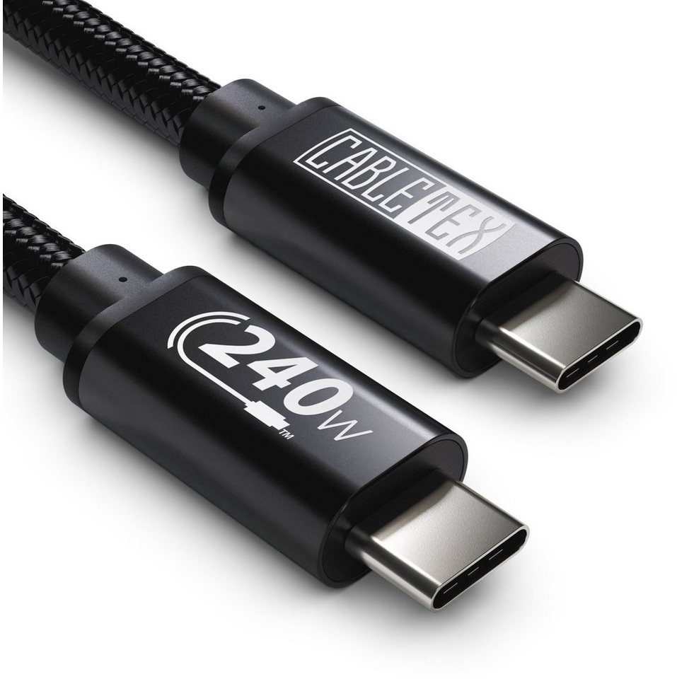 CABLETEX USB C Power Delivery 240W Ladekabel für Laptops & Smartphones USB-Kabel, USB-C, USB-C (100 cm), QuickCharge 5, Power Delivery 3.0, 240 Watt, Laptopladekabel, Ladekabel