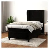 Lattenrost mit Matratze, Schwarz, 90 x 190 cm, Velours, Plattform, mit Lattenhalter, einfache Montage, für Schlafzimmer, Erwachsene