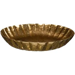 Dekoschale CREATIV DECO "Weihnachtsdeko", gold (goldfarben), H:9cm Ø:55cm, Aluminium, Dekoschalen, mit Struktur-Rand
